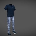 Men’s Golf Outfit Top Plaid Pants Sports Shoes