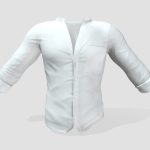 mens open chest standing collar white shirt 3d model