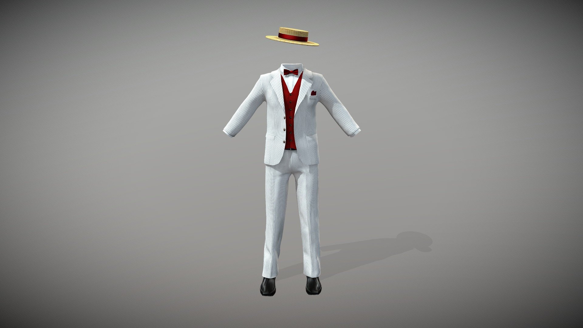 Men’s Striped Suit Waist Coat Shoes Hat