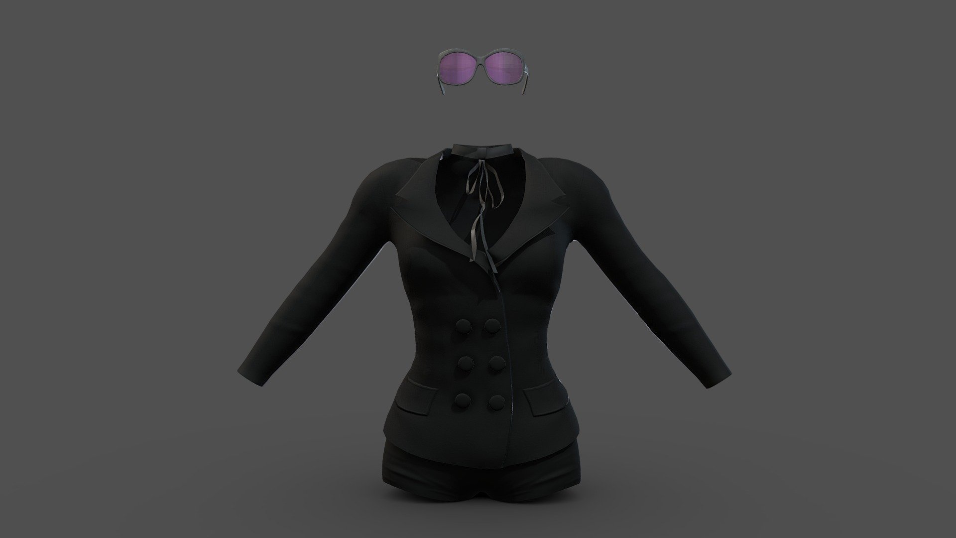 Mini Shorts Jacket Neck Piece Sunglasses Outfit