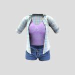 open shirt crop top denim shorts teen outfit 3d model