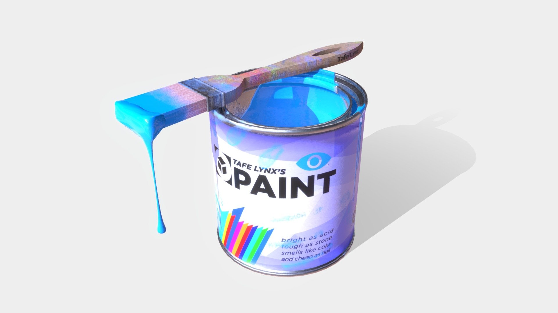 Paintbrush and Can with blue paint