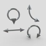 Realistic Body Piercings 3d Model - Detailed 3D model of body piercings with realistic metal spikes, PBR textures, and multiple material options.