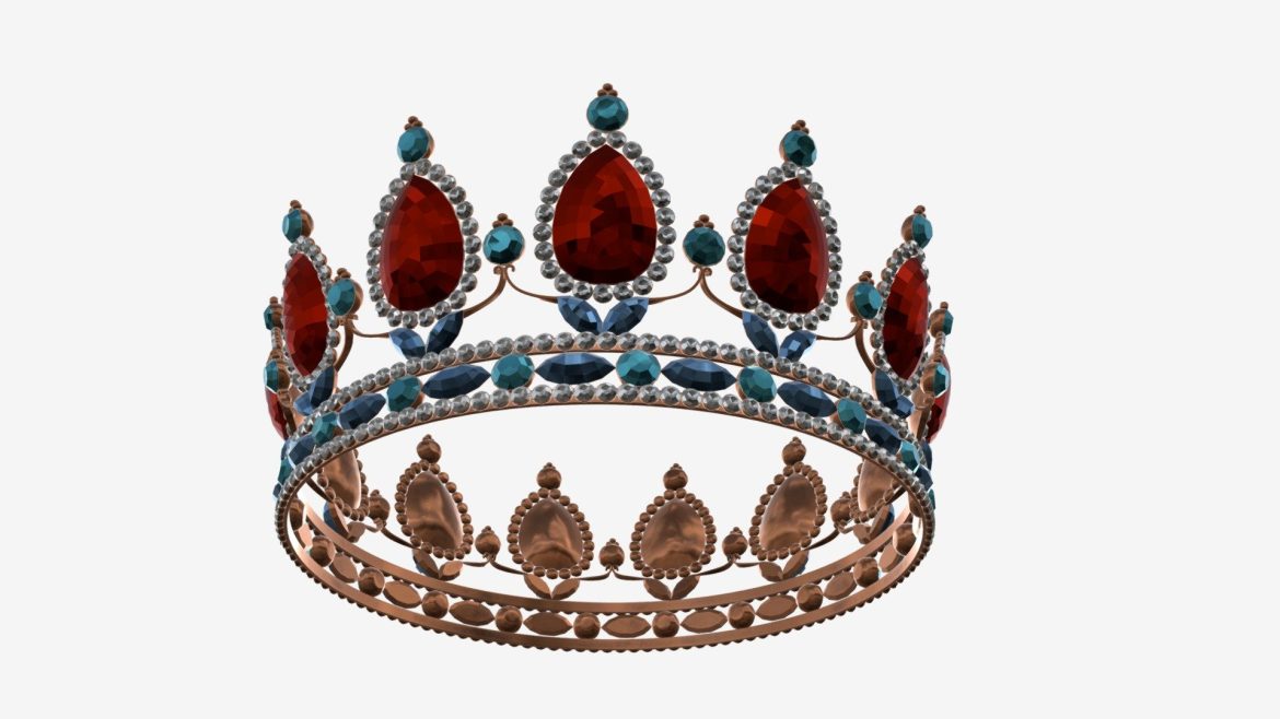 queen crown with jewels 3d model