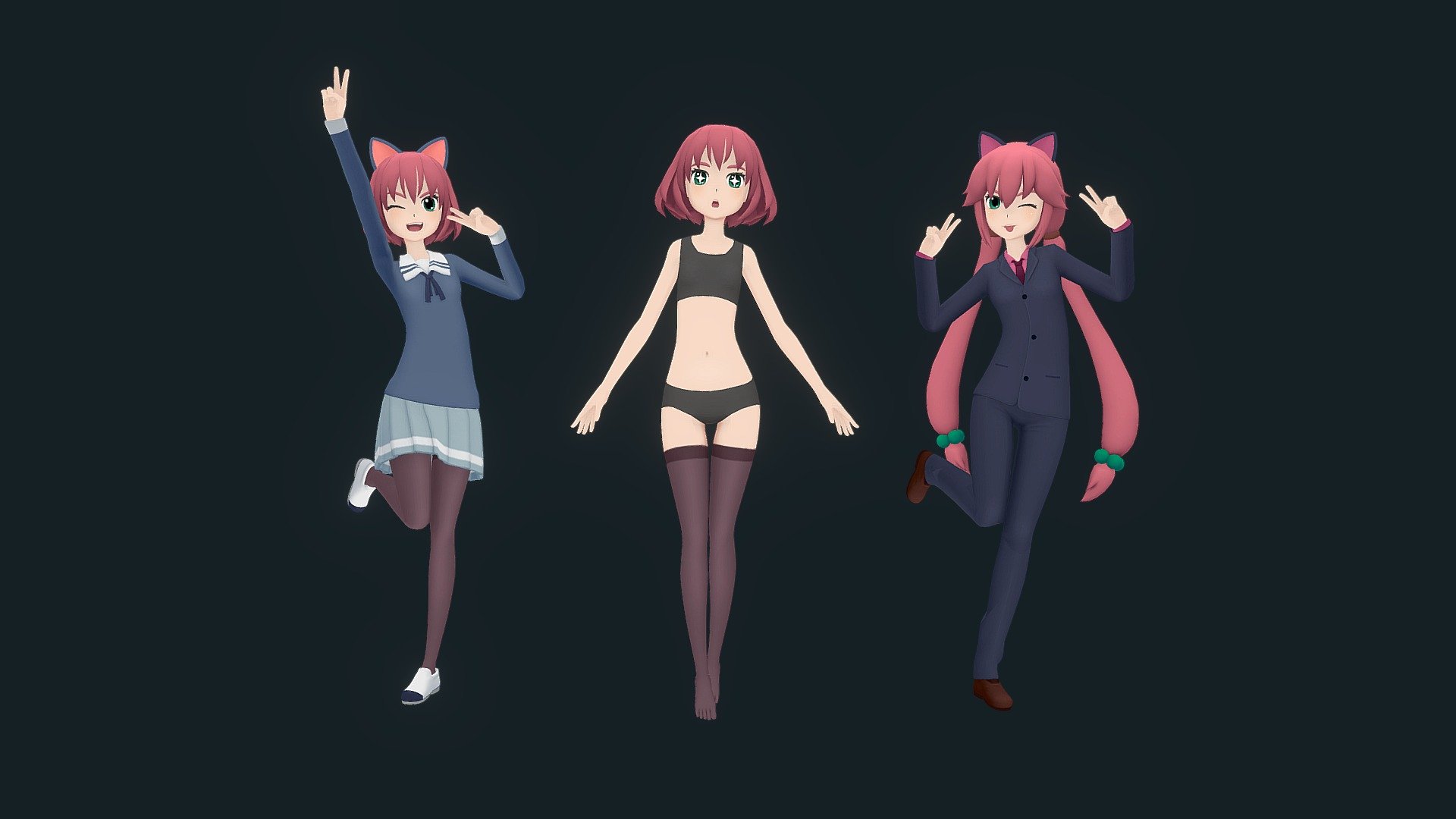 Rigged Anime Girl - 2020 | Outfits & Expressions - deep3dsea