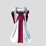 ruffled long gown dress with off shoulder shawl 3d model