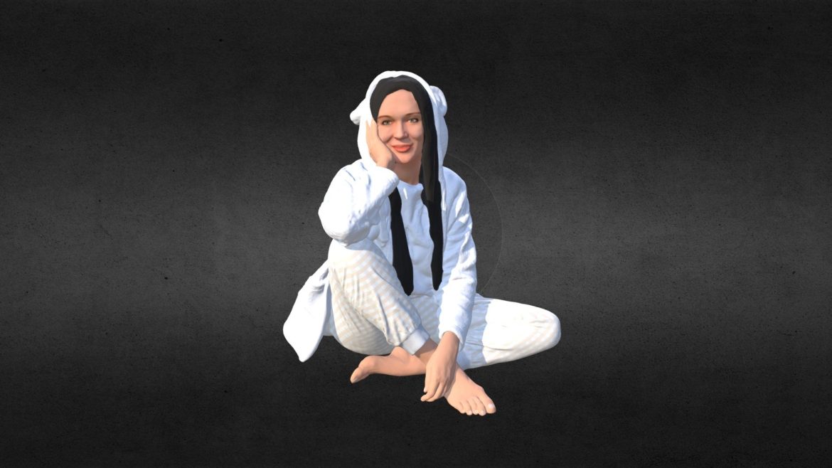 sitting girl 3d model