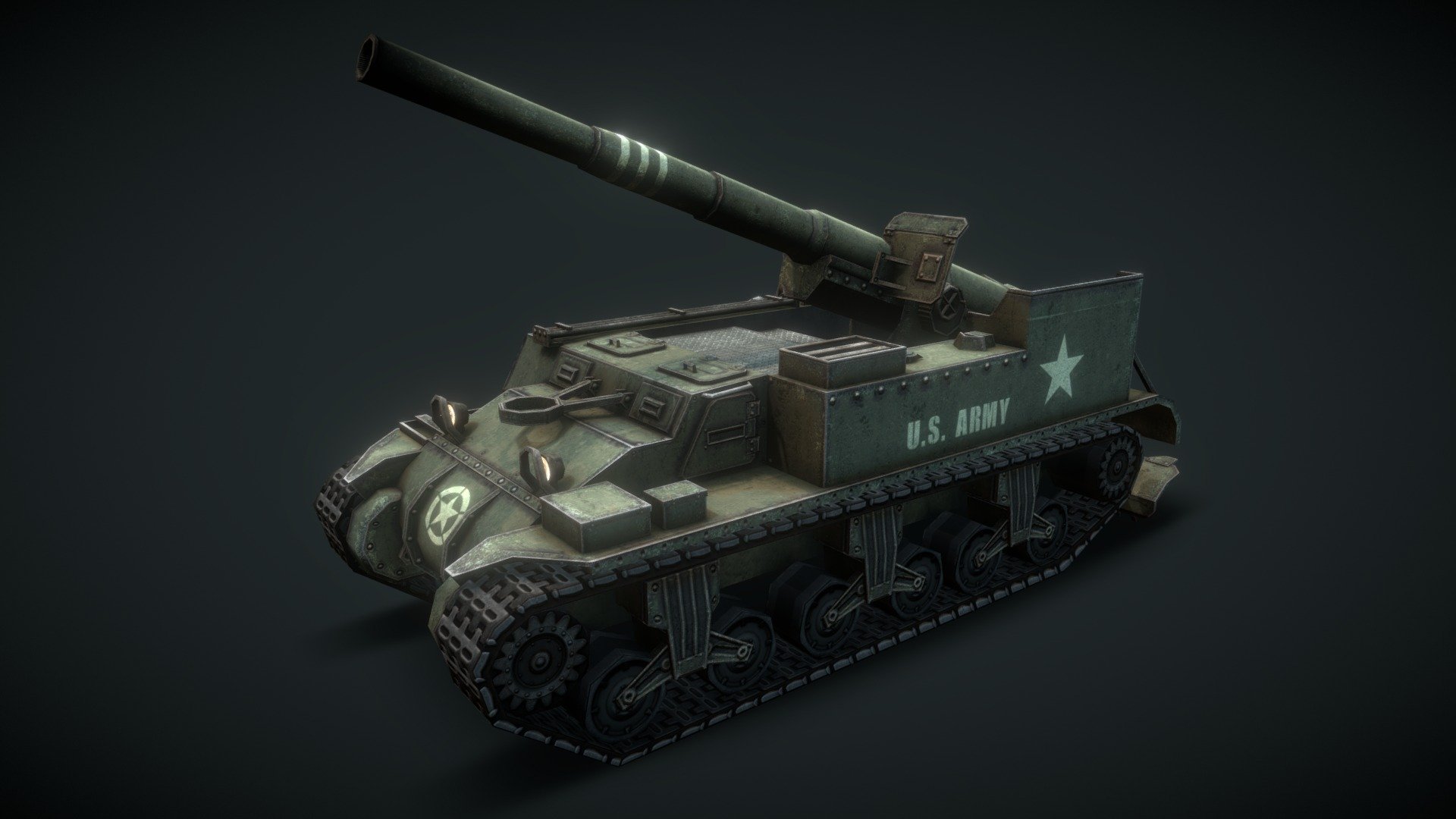 Low poly M12 HMC artillery