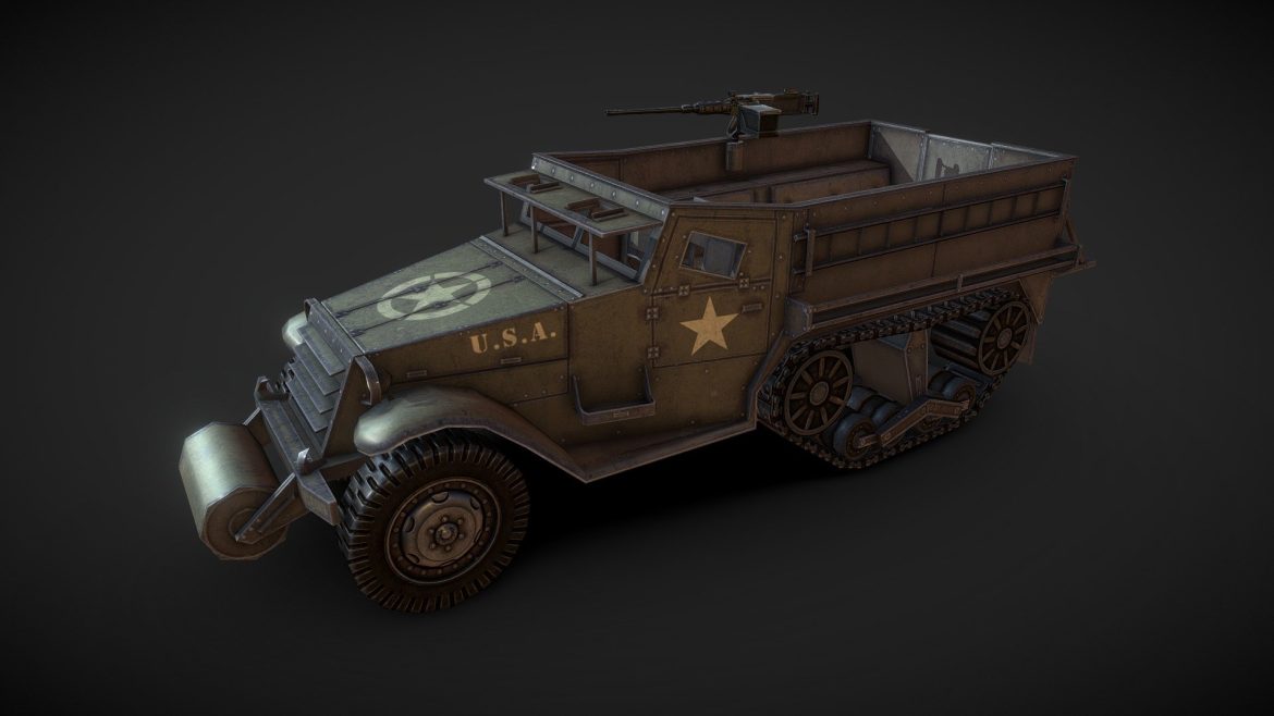 lowpoly m3 halftrack car 3d model