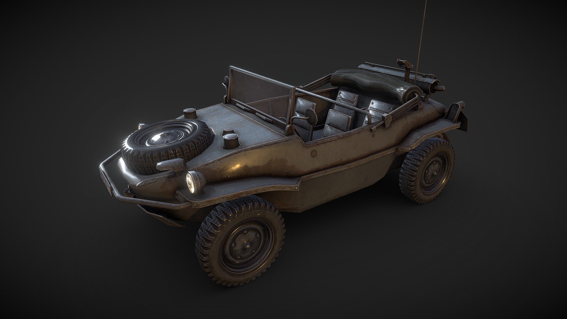 Schwimmwagen WV Type 166 Low Poly