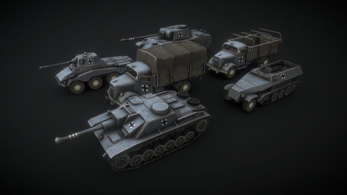 ww2 german low poly tanks 2 3d model