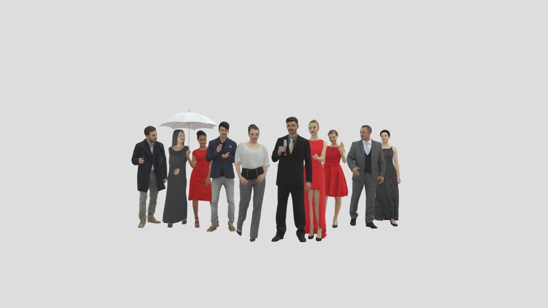 10x LOW POLY ELEGANT CASUAL PEOPLE VOL02 CROWD