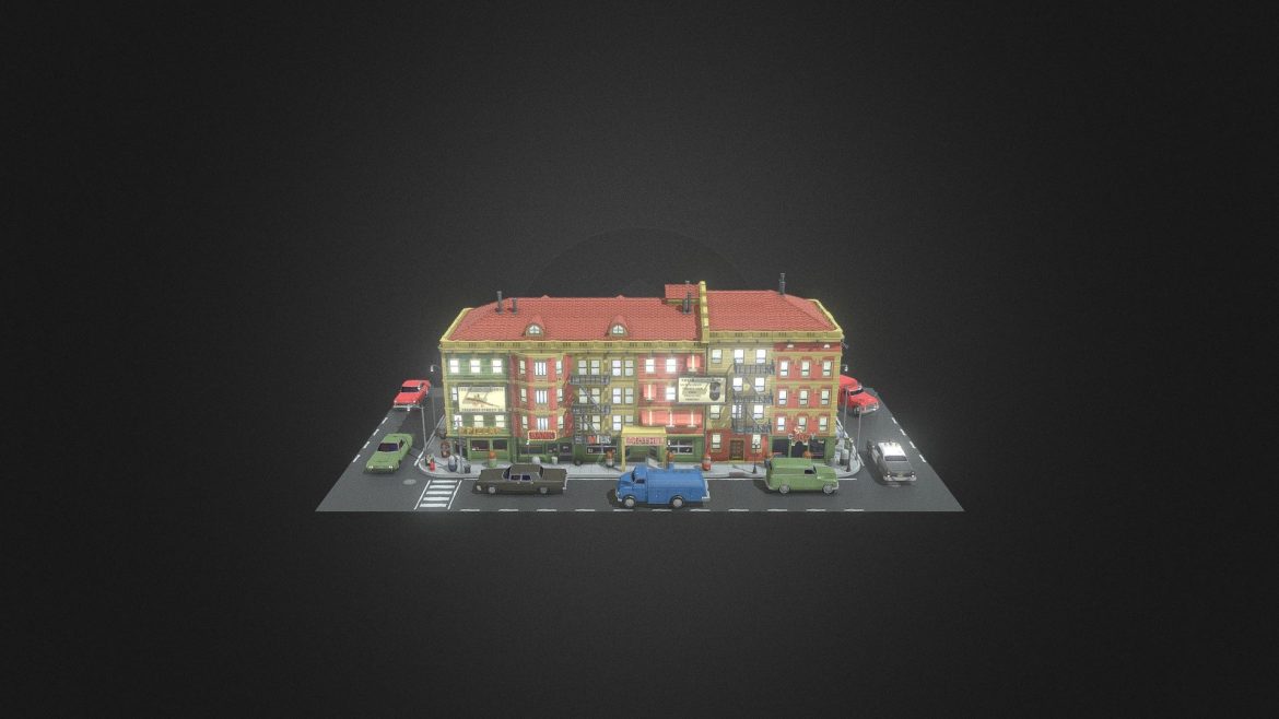 1950 low poly city 3d model