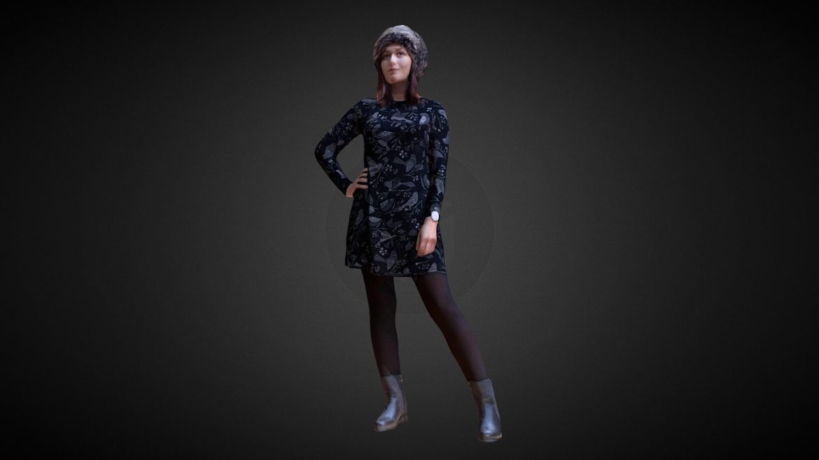 3d scan woman winter 002 3d model