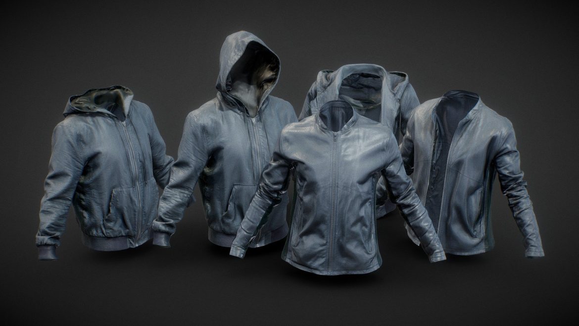 5 leather jacket man collection 3d model