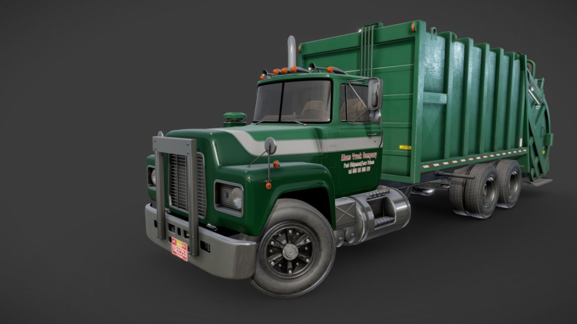 american garbage truck 3d model
