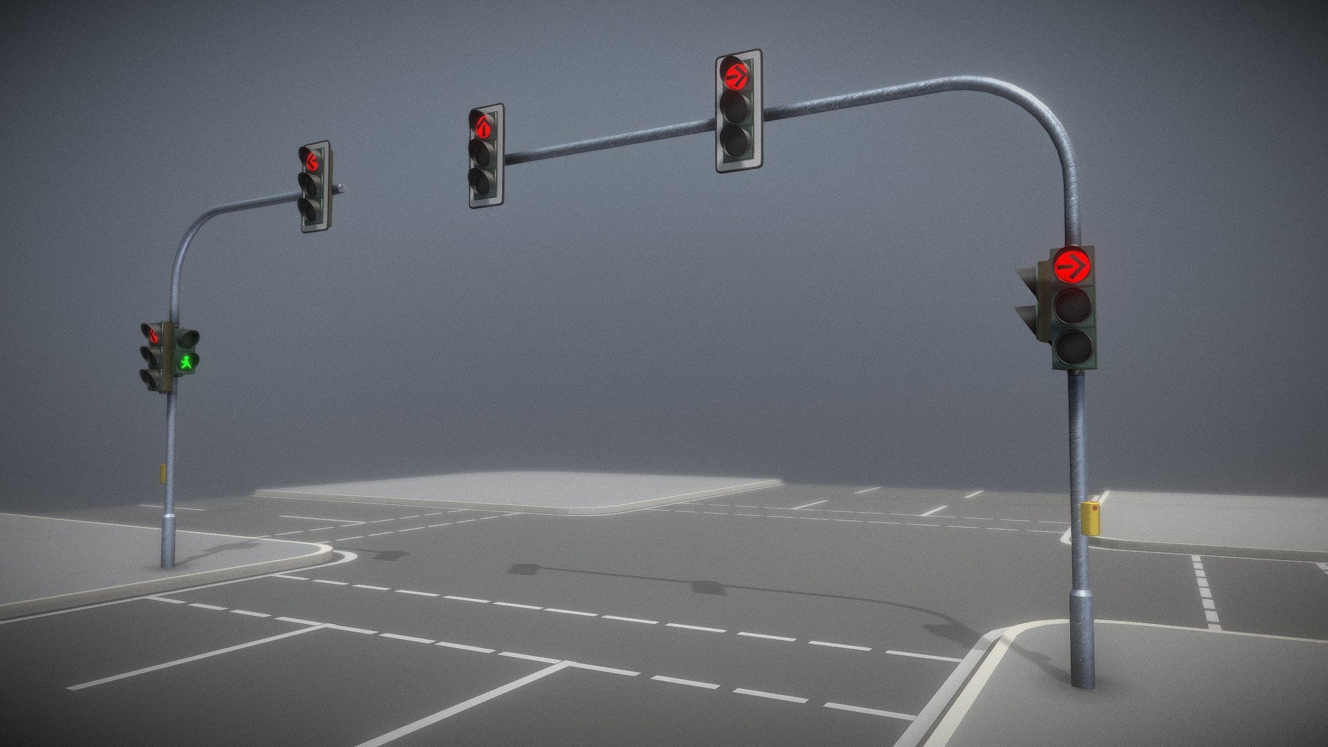 Ampelkreuzung dreispurig