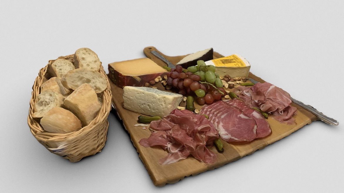 anatomy of a meat and cheese plate 3d model