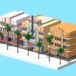 Art Deco Buildings Set Low Poly