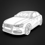 audi a3 limousine 3d blueprint 3d model