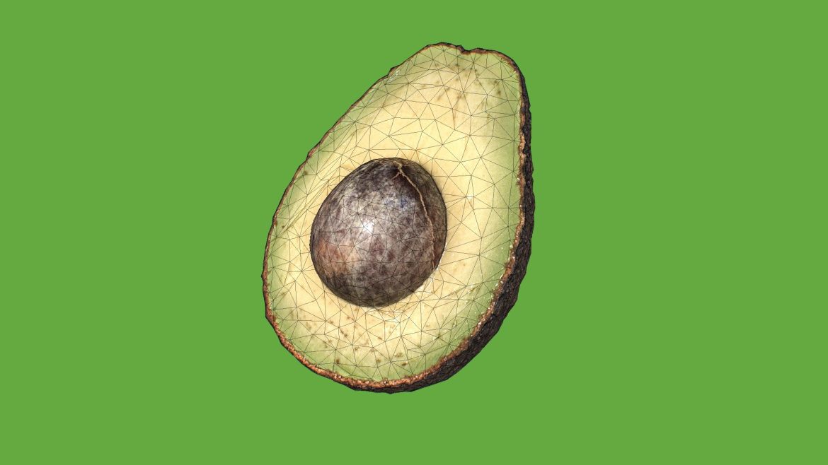 avocado low poly half with core 3d model