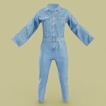 belted jeans salopet 3d model