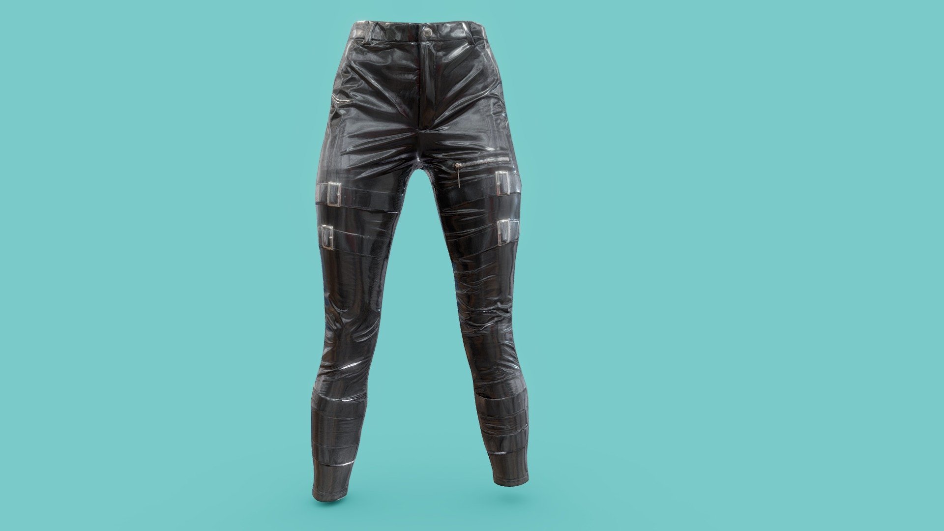 Belted Vinyl Pants