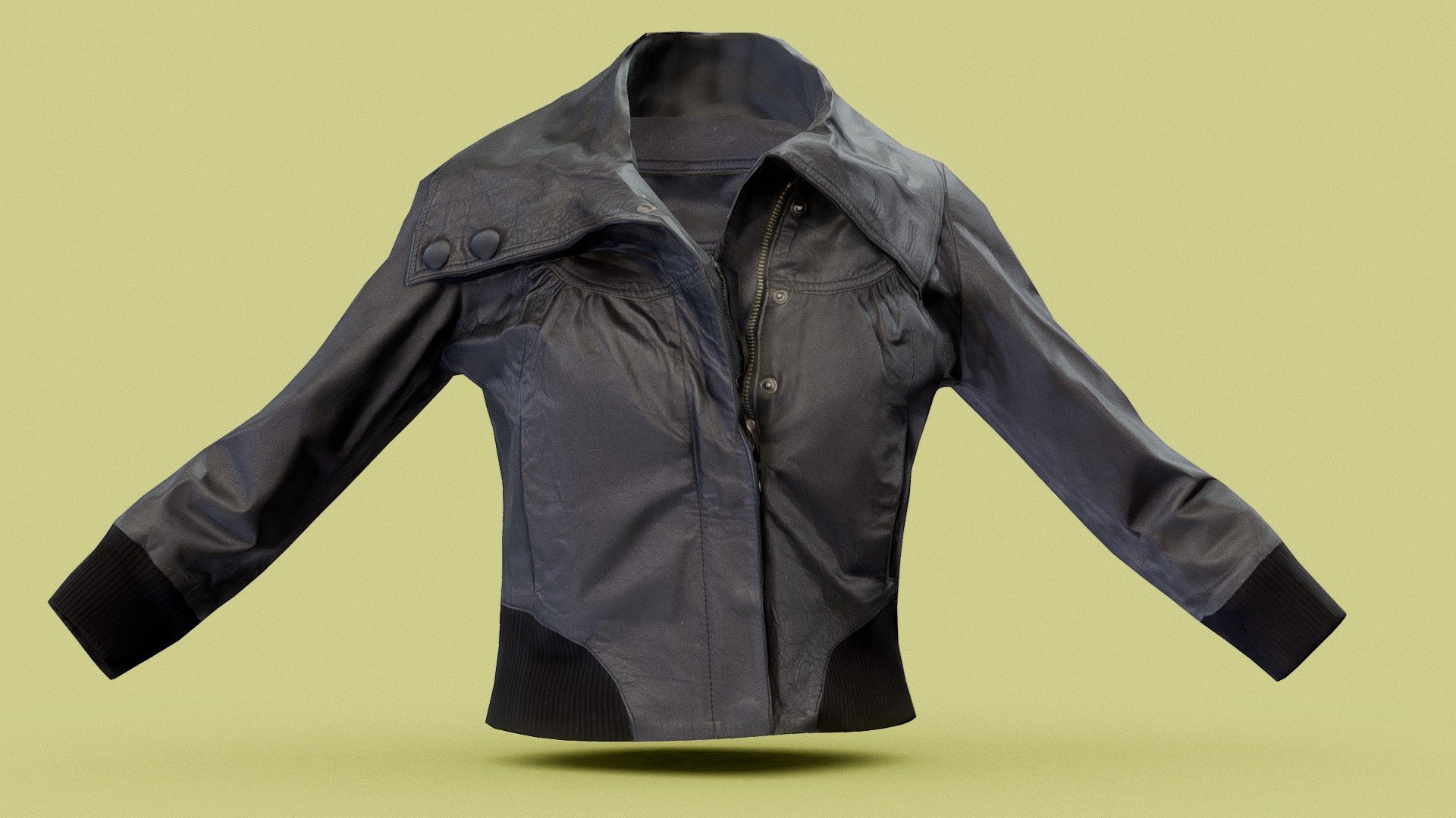 Big Collared Leather Jacket