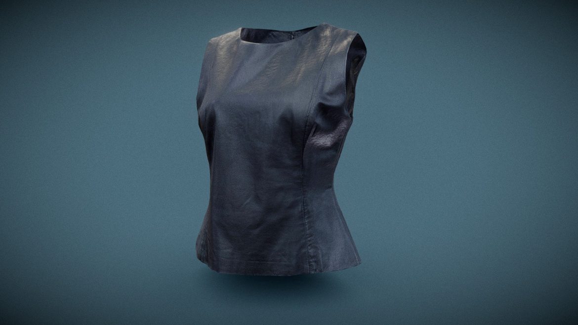 black leather mini jacket 3d model