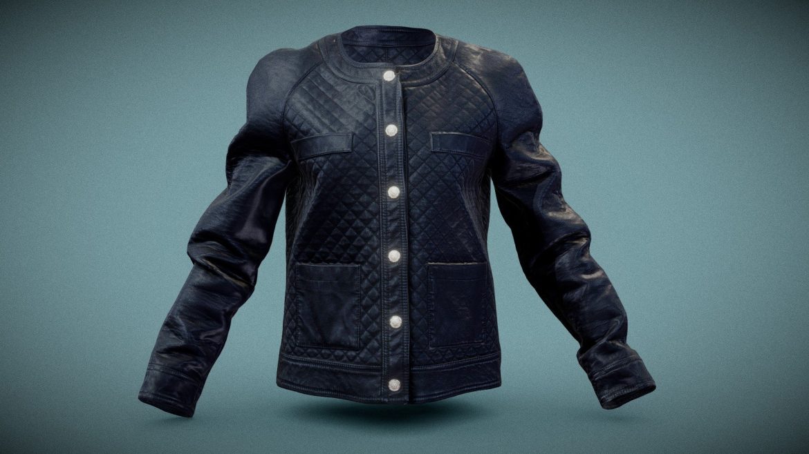 black padded leather jacket 3d model