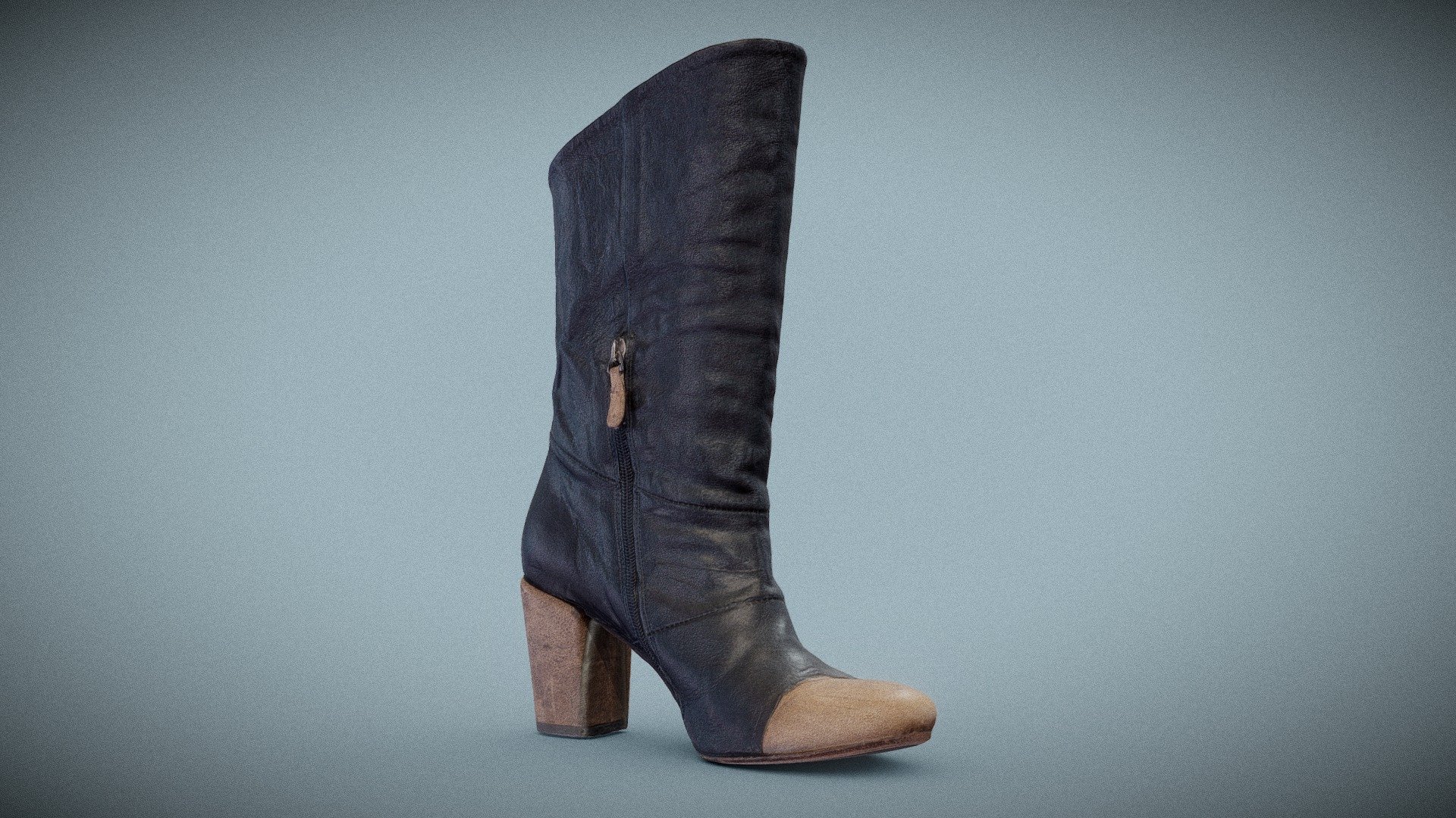 Black Zipper Tip Boot