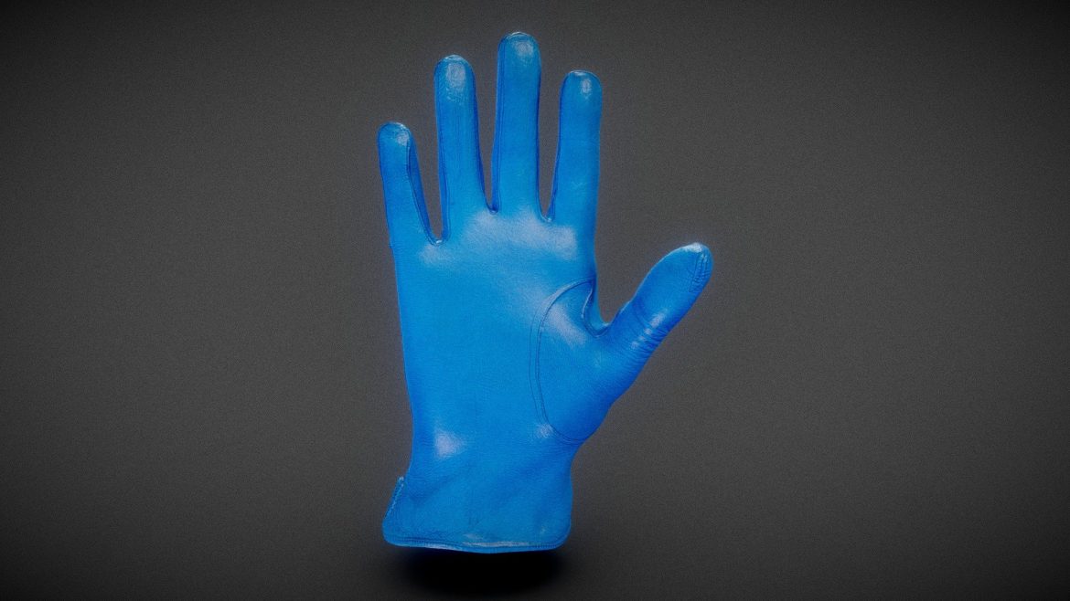 blue leather gloves 3d model