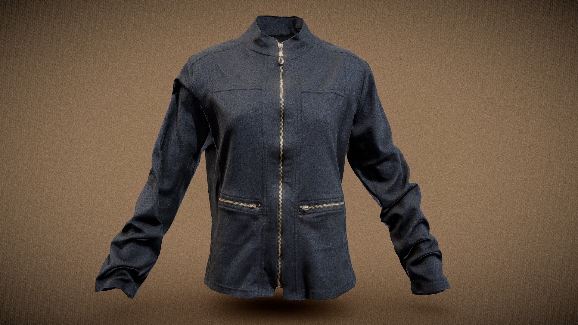 Brown Jacket Golden Zippers