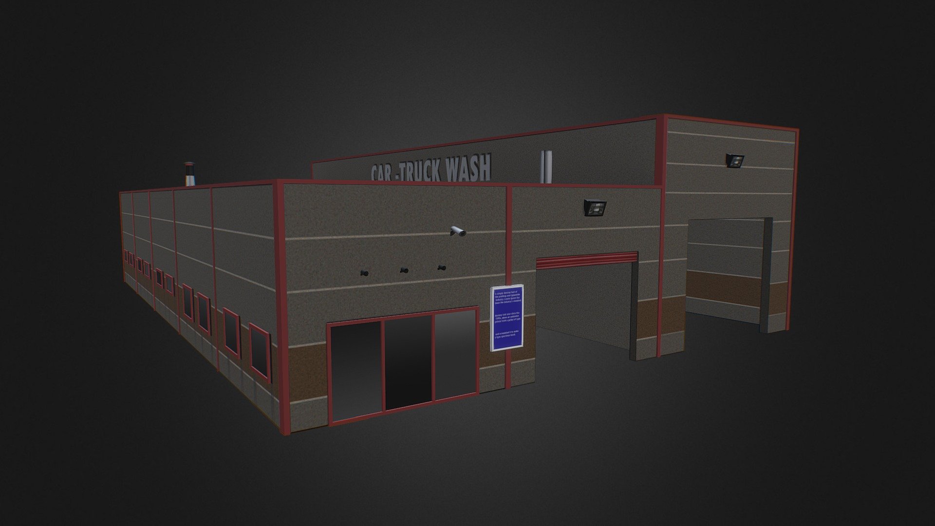 Car Truck Wash Low Poly Model