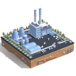 Cartoon Low Poly City Factory