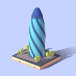 Cartoon Low Poly Gherkin Tower Building