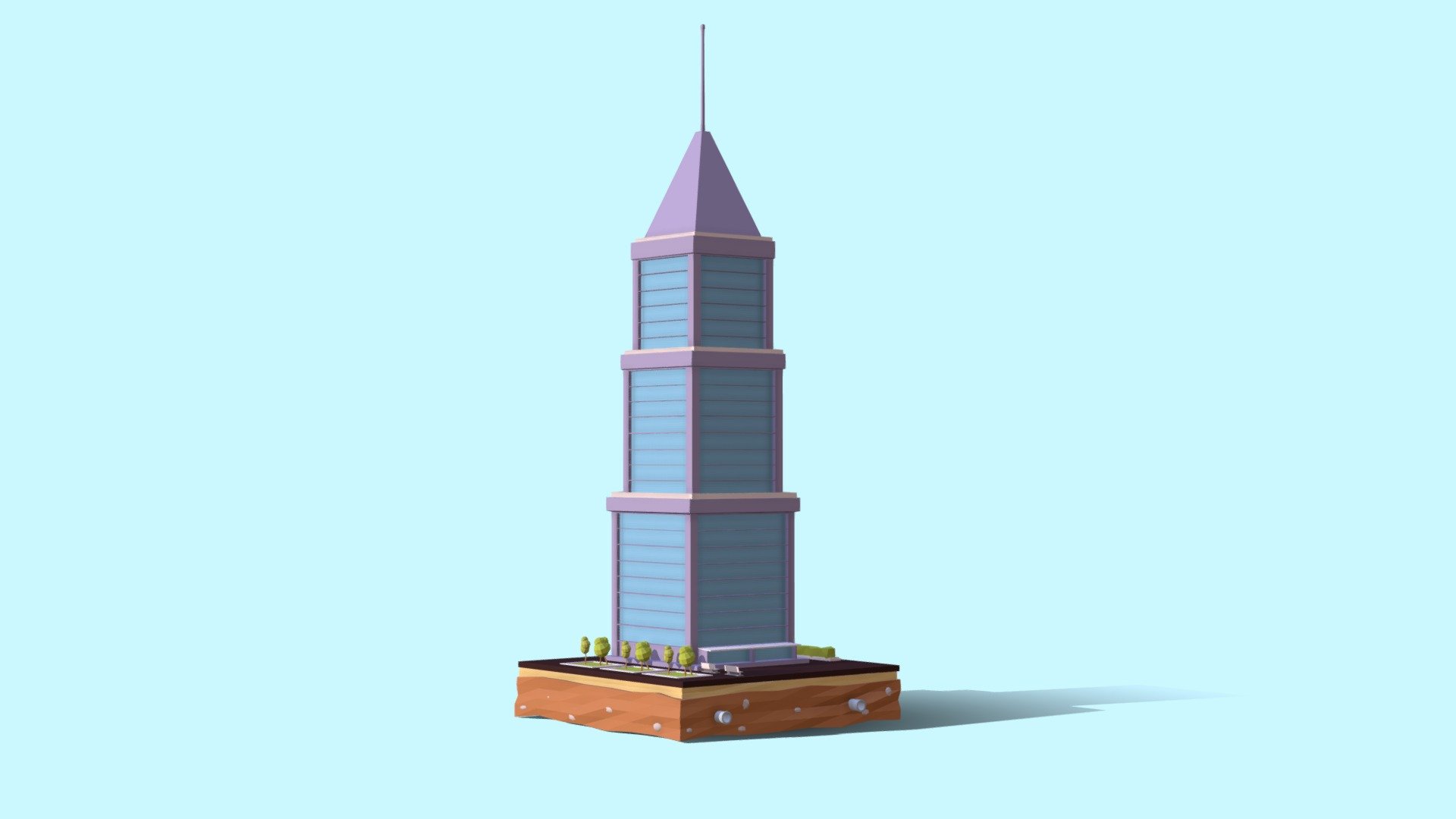 Cartoon Low Poly Skyscraper City Building