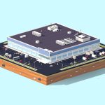 Cartoon Low Poly Supermarket City Scene