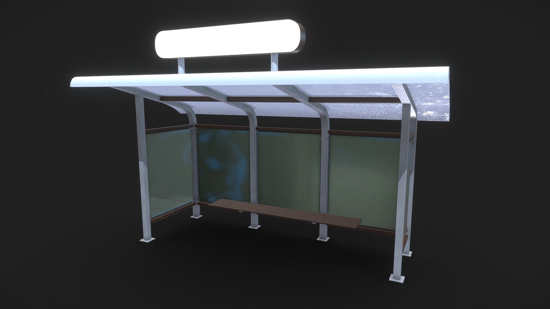 City bus stop – PBR Low-poly