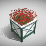 City Flower Pot Red Flowers