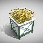 city flower pot sunflowers 3d model