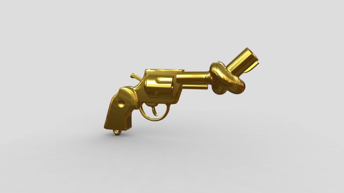 knotted gun sculpted in medium 3d model