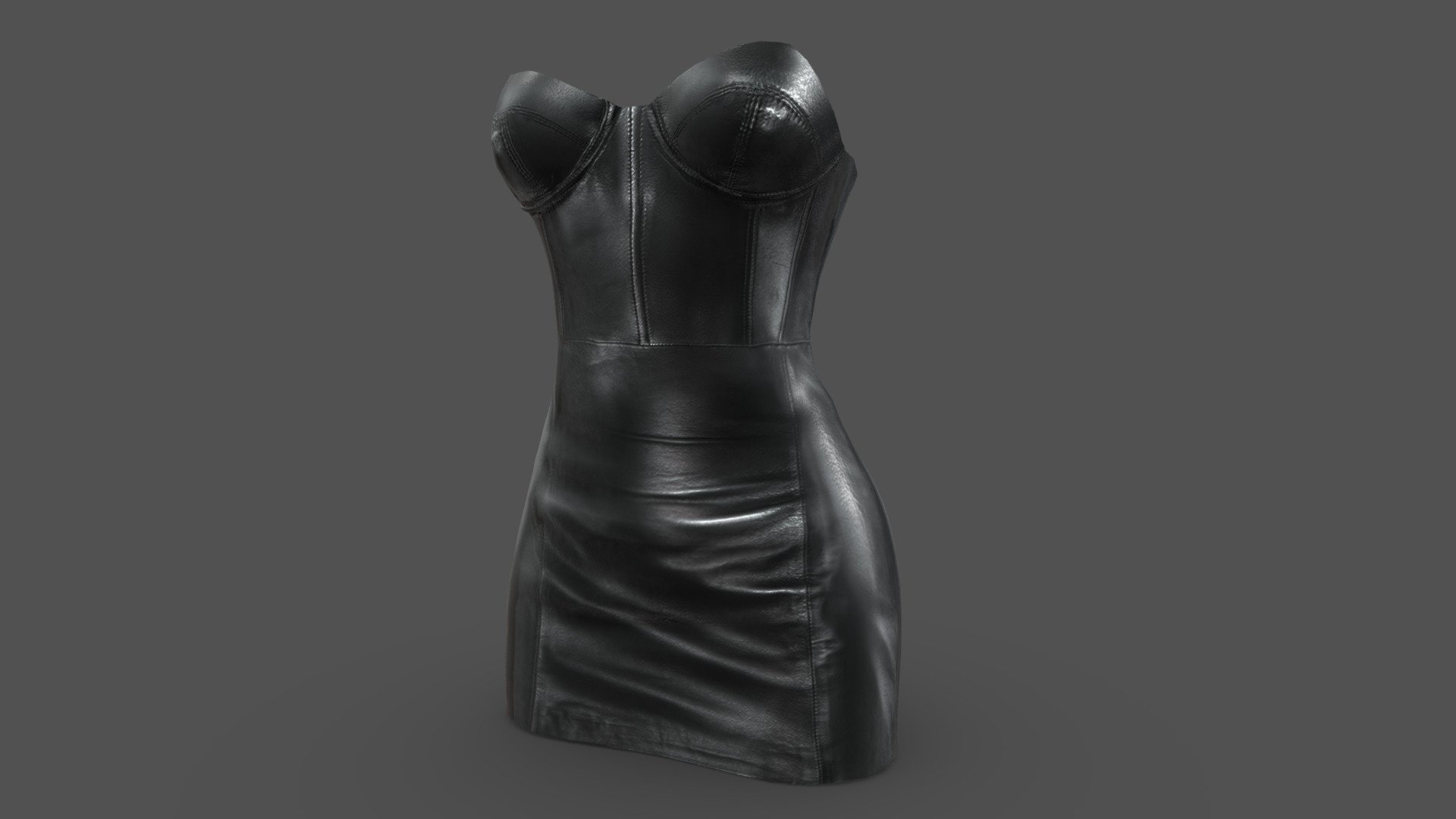 Stapless Female Mini Leather Chemise Dress