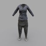 street hip hop style outfit pants shoes jacket 3d model