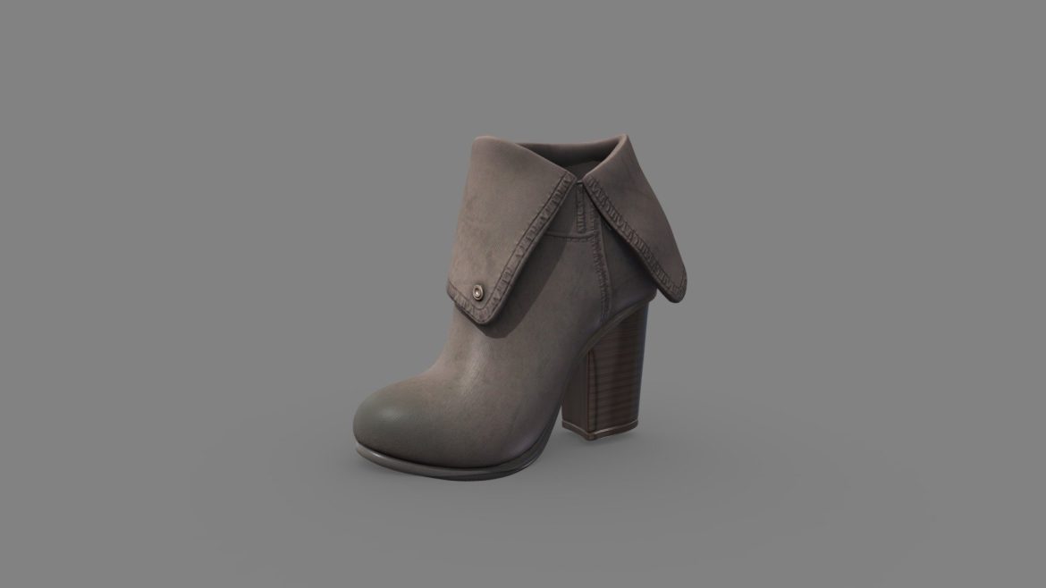 suede chord taupe fold over ankle boots 3d model