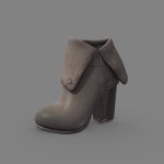 suede chord taupe fold over ankle boots 3d model