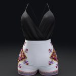 tie dye high waist shorts black wrap top 3d model