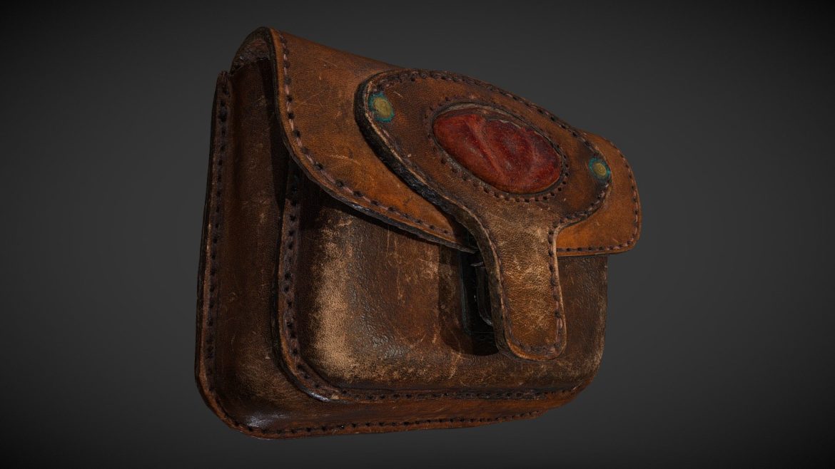 vintage leather belt bag 3d scan 3d model