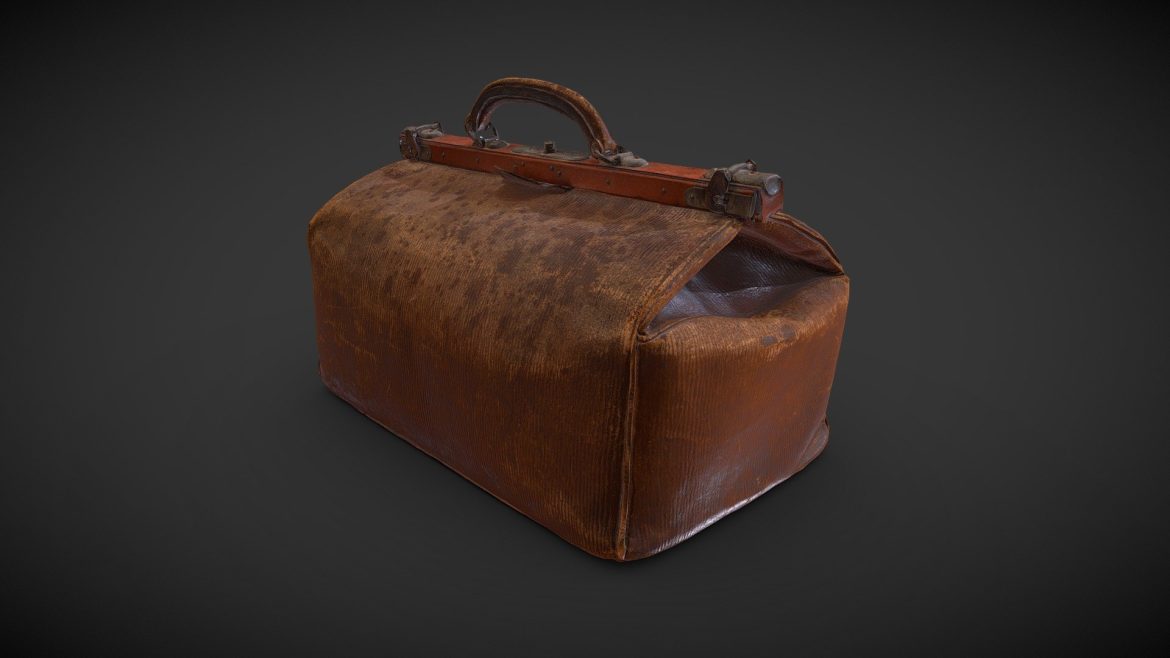 vintage leather suitcase 3d scan 3d model