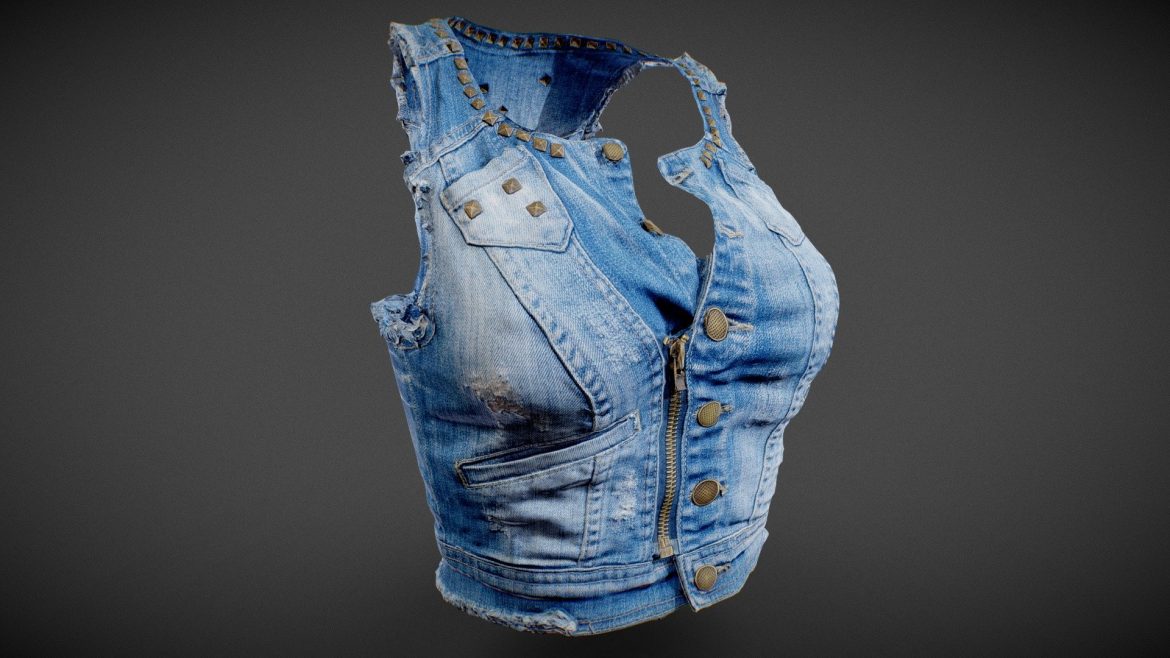vintage top jeans studs 3d model